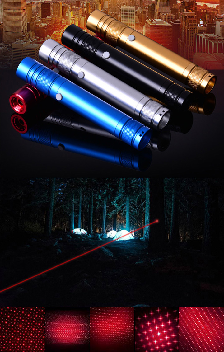 Pointeur laser rouge rechargeable 200mW 650nm, noir, point unique - FR -  Laserpointerpro