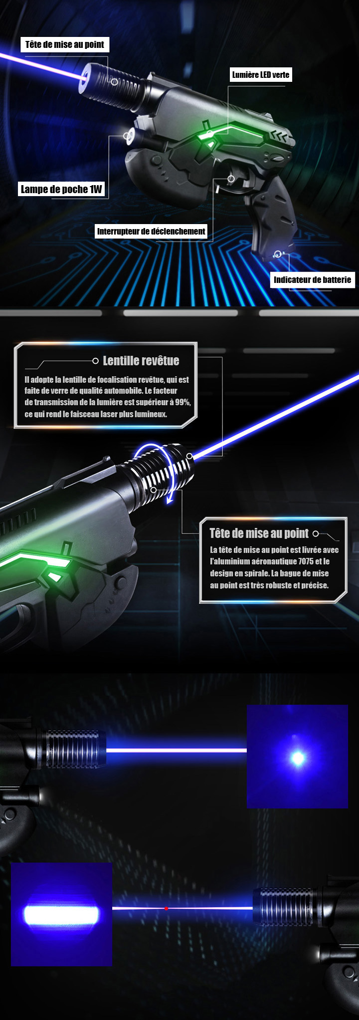 pistolet laser USB puissant