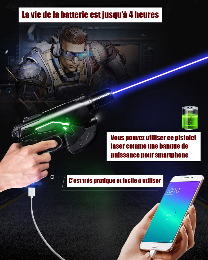 pistolet avec pointeur laser USB