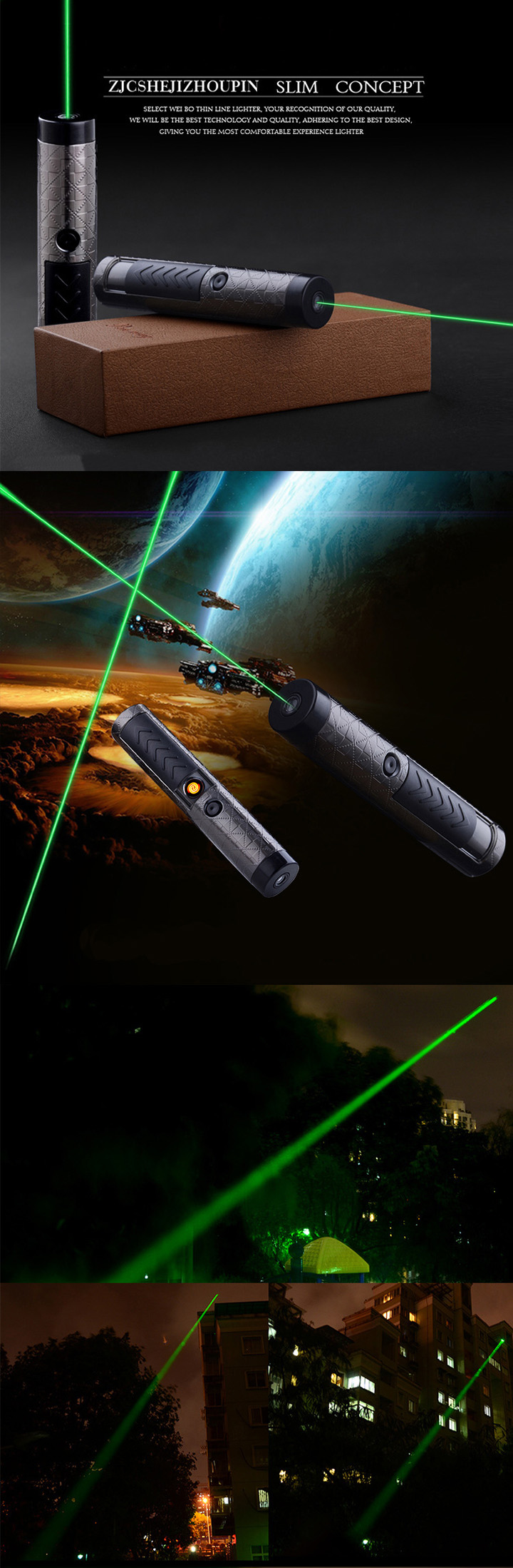 Briquet laser vert