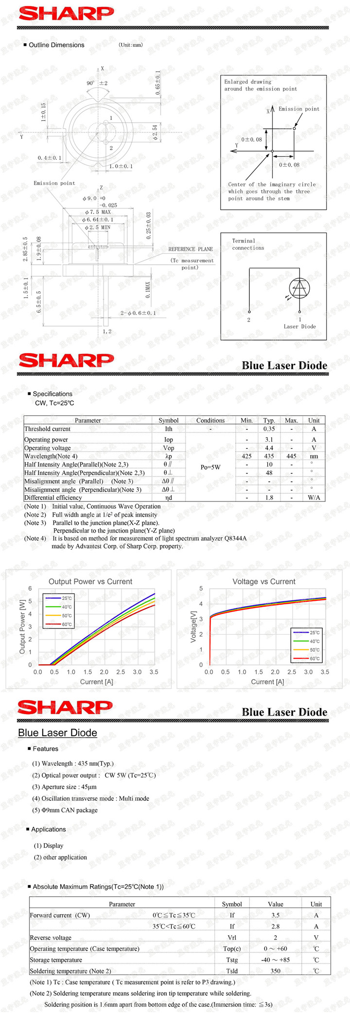 diode laser bleu 450nm 5W