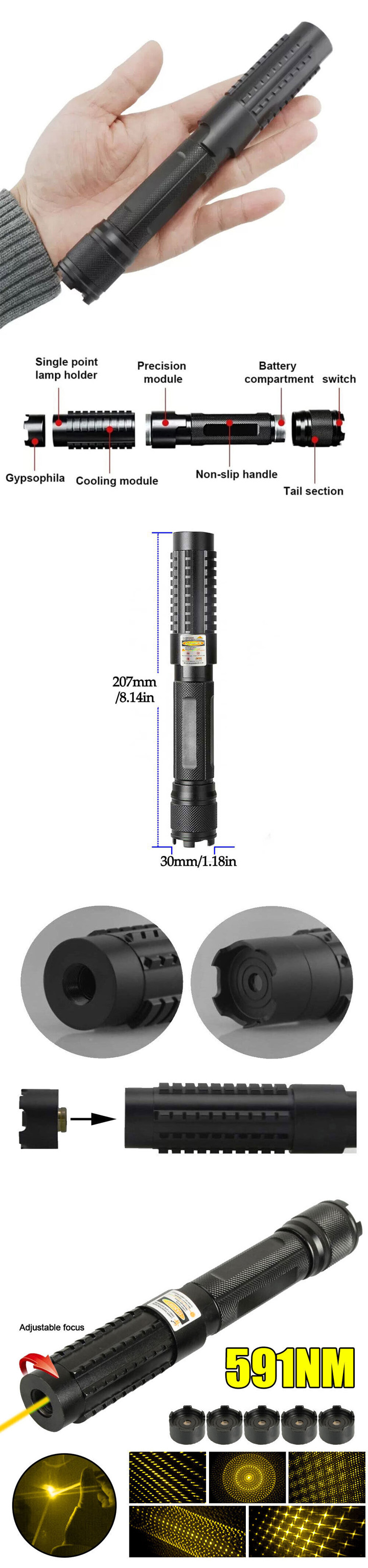 Pointeur laser 591 nm 10 mW