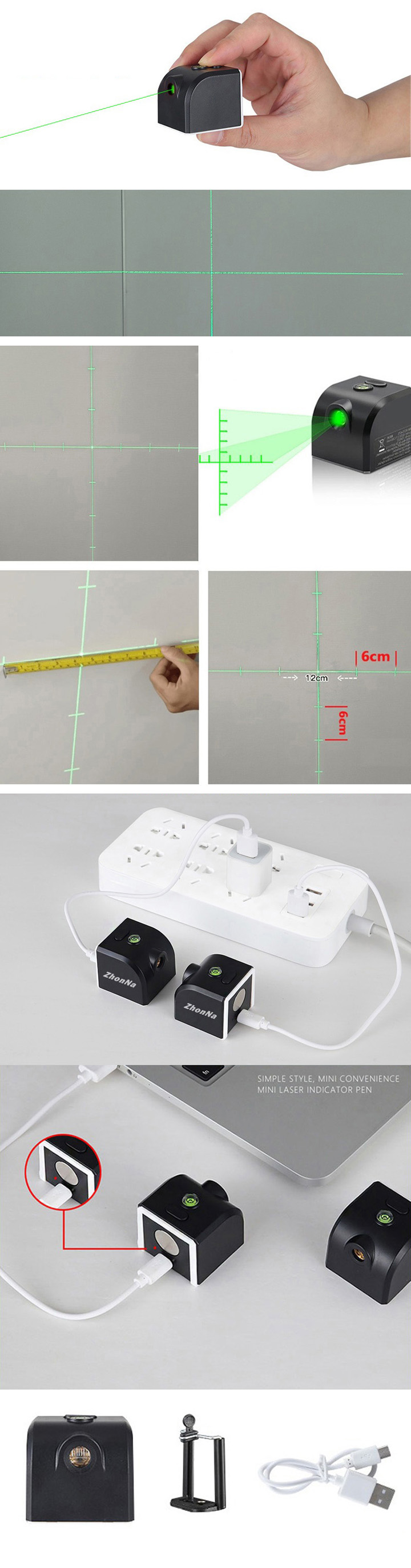 Niveau laser vert rechargeable USB