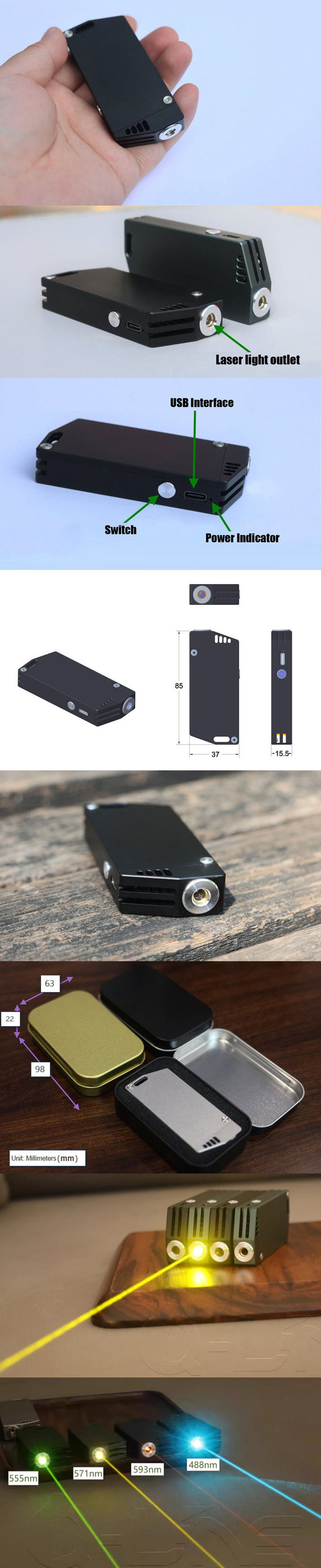 pointeur laser jaune 571 nm