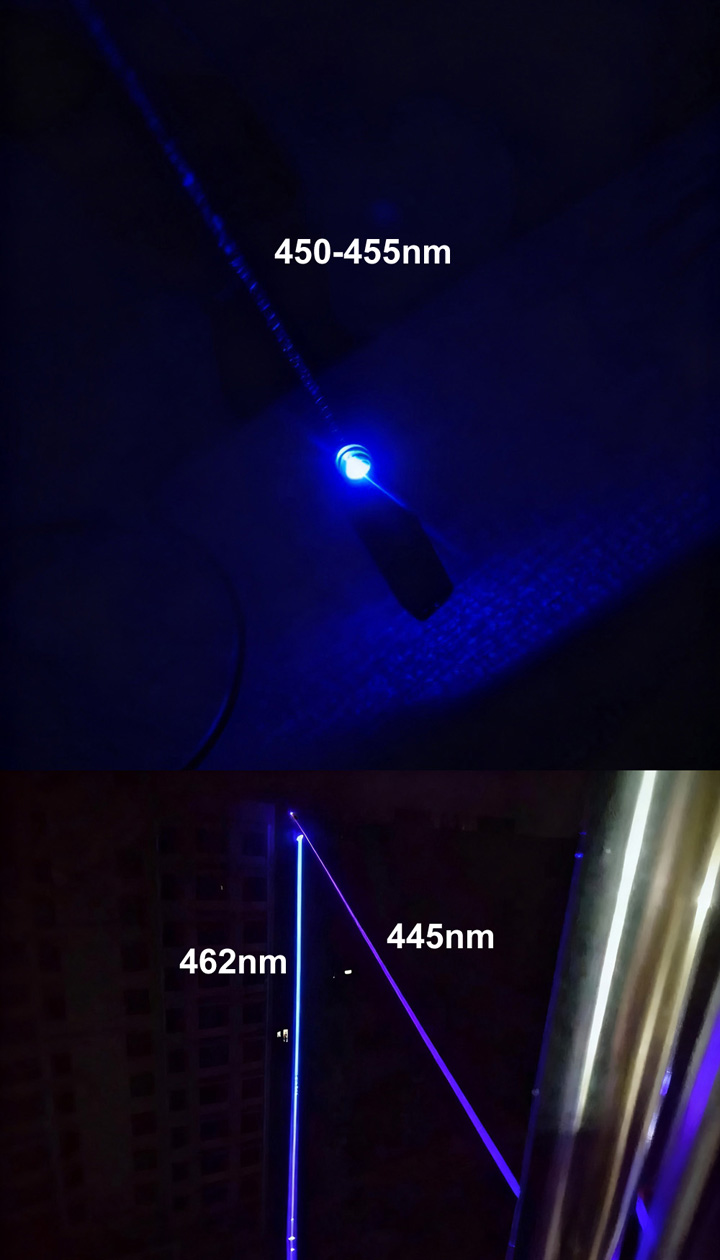 Pointeur laser bleu 445nm / 455nm / 462nm