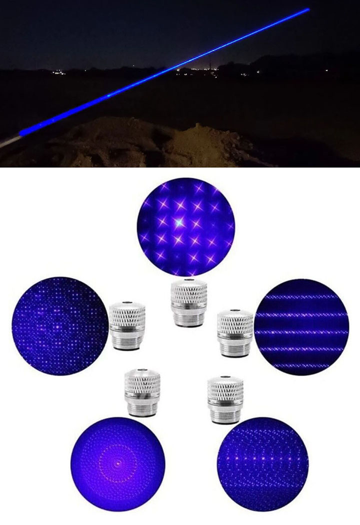 Pointeur laser bleu avec embouts