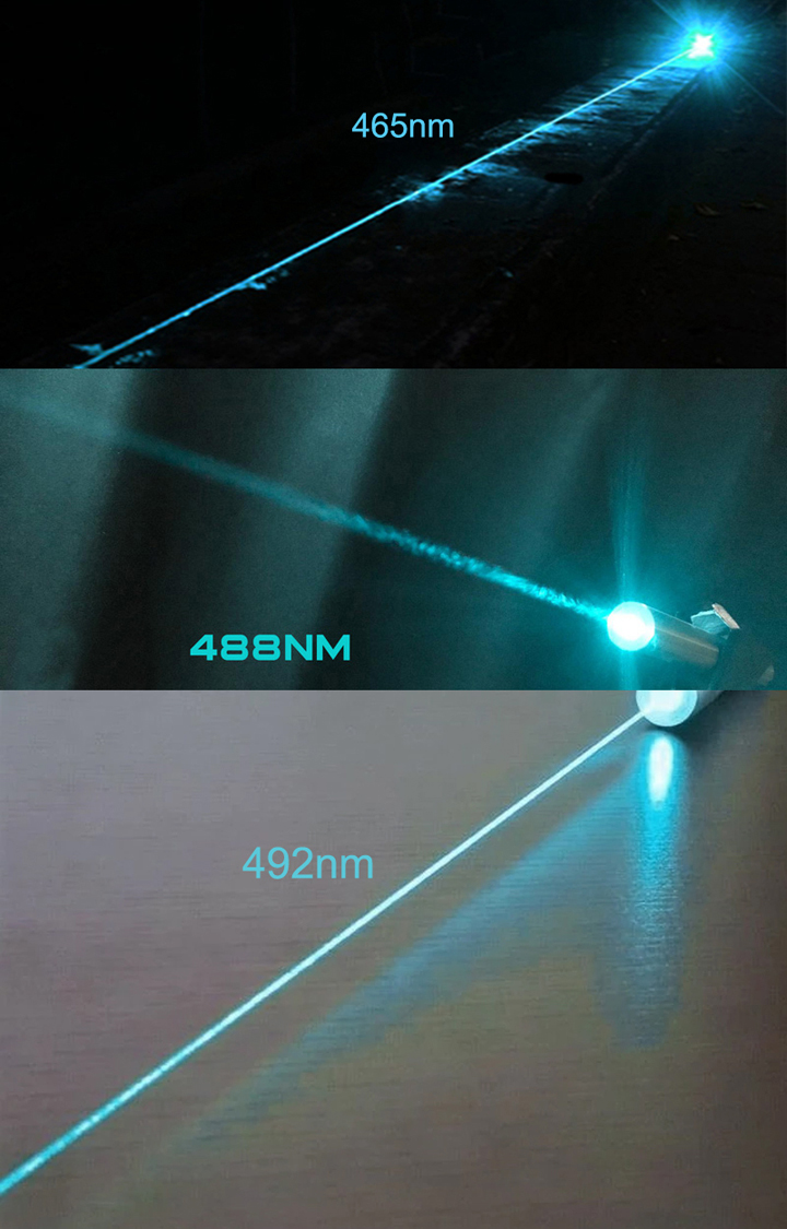 pointeur laser 465nm/488nm/492nm