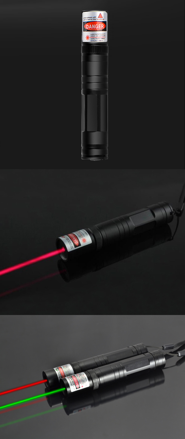 Pointeur laser rouge 100mW / 200mW pas cher avec batterie rechargeable