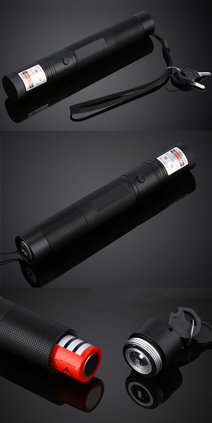 Pointeur laser rouge professionnel 300MW avec boîte (batterie au lithium  18650/16340) noir - FR - Laserpointerpro