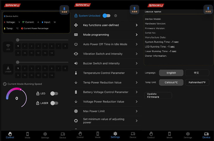 Pointeur laser Sanwu 485nm/488nm