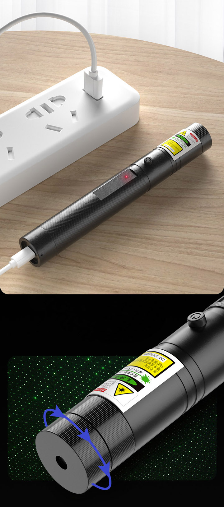 Pointeur laser vert USB pas cher et longue portée 150mW 532nm