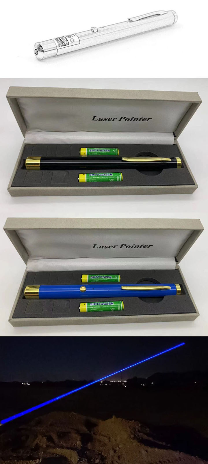 Stylo laser bleu 450nm