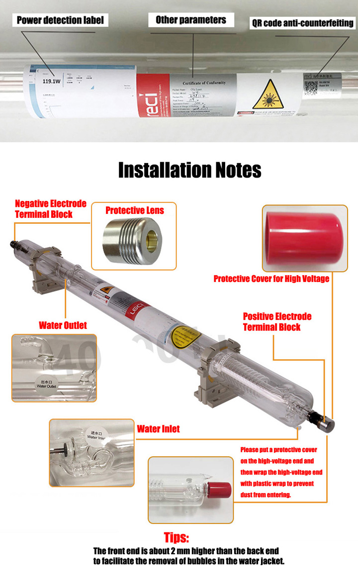 tube laser CO2 pour coupe