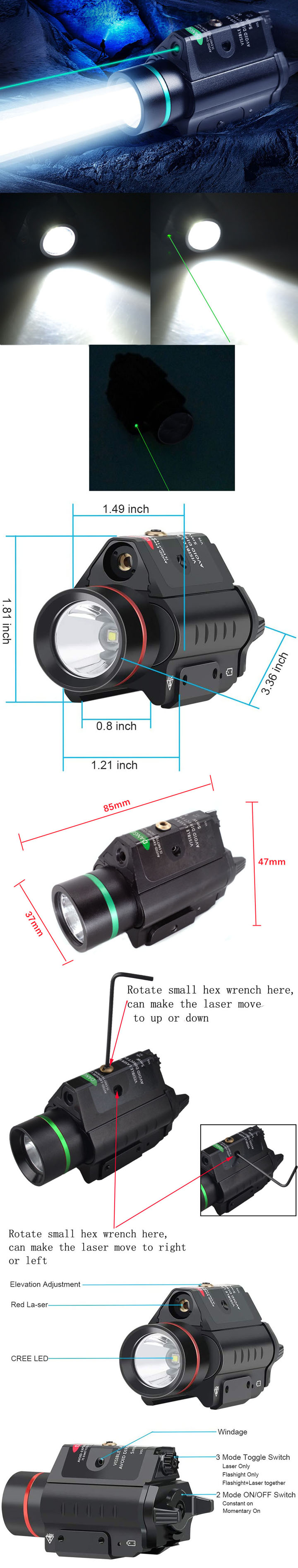 viseur laser vert avec lumière tactique